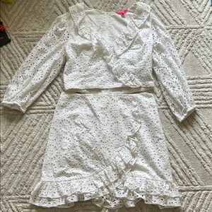 Lilly Pulitzer White Eyelet Ruffle Two-Piece Dress Set
